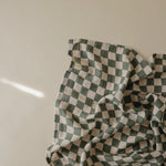 ORGANIC COTTON MUSLIN SWADDLE-OLIVE CHECK