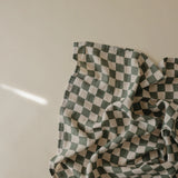 ORGANIC COTTON MUSLIN SWADDLE-OLIVE CHECK