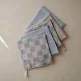MUSLIN COTTON WASHCLOTH-BLUE CHECK