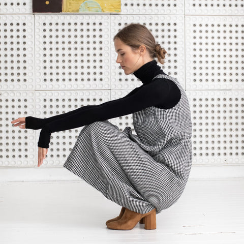 GORGE LINEN DRESS-HEAVY SMALL GINGHAM