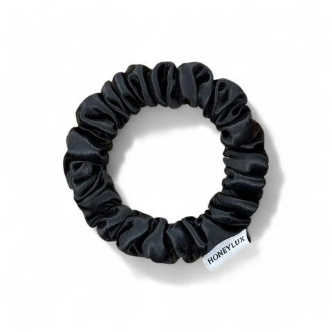 ORGANIC PREMIUM SILK MINI SCRUNCHIE-BLACK