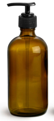 AMBER GLASS PUMP BOTTLE 16oz