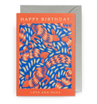 ZING ORANGE HARES BIRTHDAY CARD