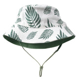 REVERSIBLE ORGANIC COTTON BUCKET HAT-GREEN LEAVES