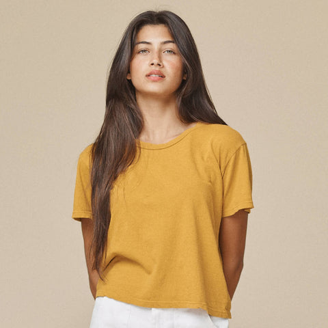 CROPPED LOREL TEE SPICY MUSTARD
