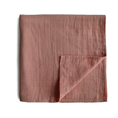 ORGANIC COTTON MUSLIN SWADDLE-CEDAR