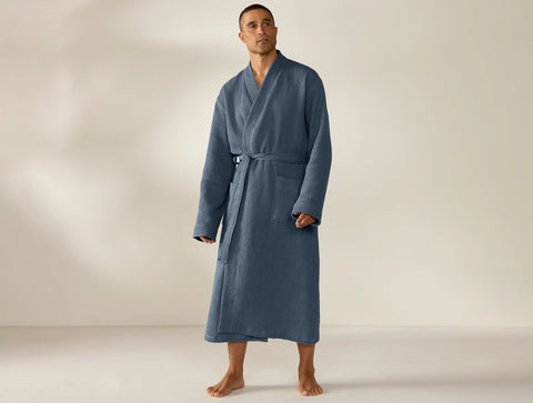 COYUCHI ORGANIC WAFFLE ROBE-NEPTUNE