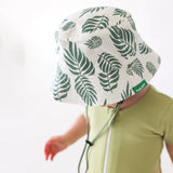 REVERSIBLE ORGANIC COTTON BUCKET HAT-GREEN LEAVES