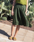 1950s CITY LINEN SKIRT-JUNIPER GREEN