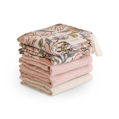 MUSLIN COTTON WASHCLOTH-RETRO FLOWERS