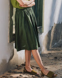 1950s CITY LINEN SKIRT-JUNIPER GREEN