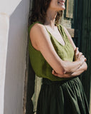 1950s CITY LINEN SKIRT-JUNIPER GREEN