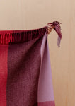 RECYCLED WOOL BLANKET BURGUNDY WAFFLE BLOCK CHECK