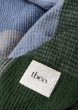 RECYCLED WOOL BLANKET BLUE WAFFLE BLOCK CHECK