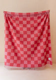 RECYCLED WOOL BLANKET PINK AND RED CHECKERBOARD