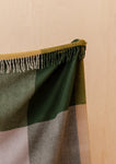 RECYCLED WOOL BLANKET GREEN FRAME CHECK