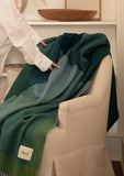 RECYCLED WOOL BLANKET GREEN FRAME CHECK