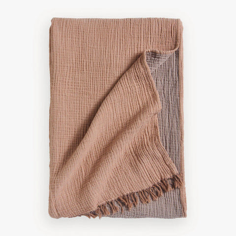 CRINKLE THROW BLANKET-SAND/APRICOT