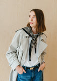 MERINO WOOL TRIANGLE SCARF BLACK STRIPE