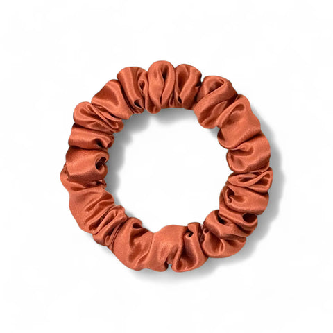 ORGANIC PREMIUM SILK MINI SCRUNCHIE-RUST