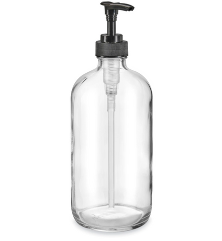 CLEAR GLASS PUMP BOTTLE 16oz