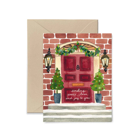 RED DOOR PEACE LOVE AND JOY CARD