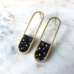 SPECKLED OVAL STUDS - BLACK