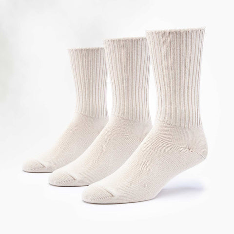 ORGANIC COTTON CREW SOCKS - 3 PACK NATURAL