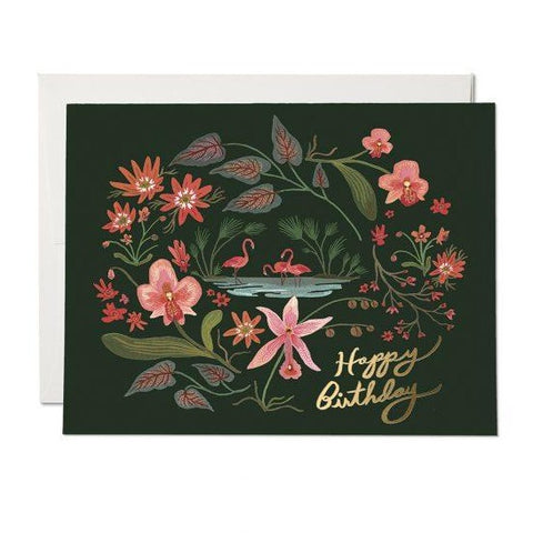 PINK FLAMINGOS BIRTHDAY CARD