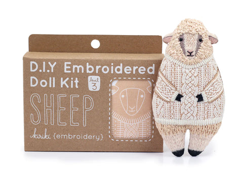 DIY EMBROIDERED DOLL KIT/SHEEP