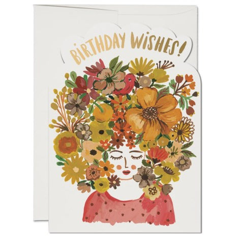 FLORAL TRESSES BIRTHDAY CARD