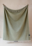 RECYCLED WOOL BLANKET OLIVE HERRINGBONE