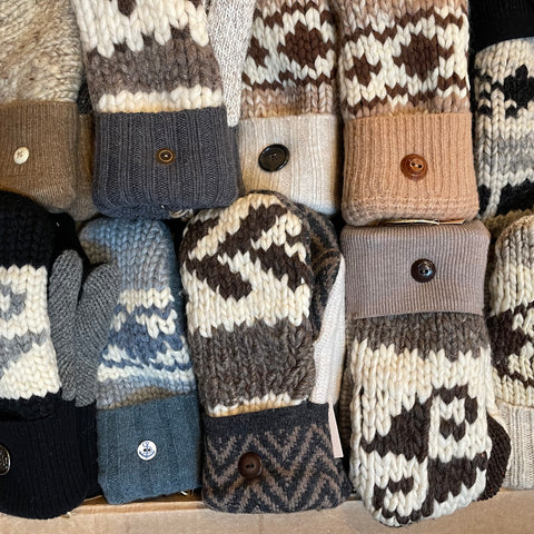 UPCYCLED WOOL MITTENS - COWICHAN STYLE